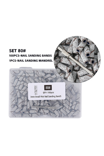 Choice4 80 (100pcs) 3mm Nail Sanding Bands-80/120/180/240 Grit Mini Nail Dril...