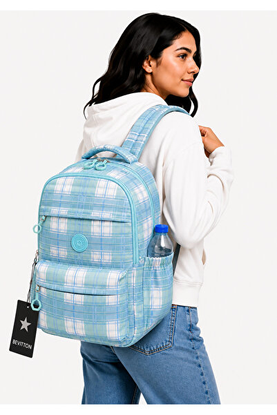 Bevitton Water Resistant Fabric School Bag Unisex School Backpack 20289 Blue