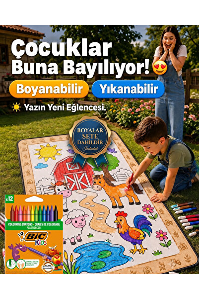 Nizal Home Eğitici Yıkanabilir Tekrar Boyanabilir Çocuk Odası Oyun Matı Boyam...