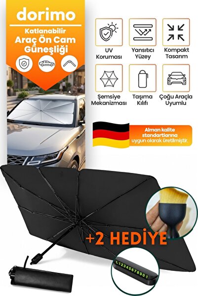 Şemsiye Tip Araç Güneşliği Ön Cam İçin Katlanabilir UV Korumalı Oto Güneşlik