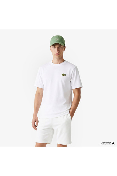 Lacoste Unisex Loose Fit Bisiklet Yaka Organik Pamuk Beyaz T-Shirt