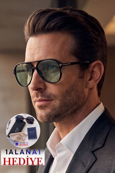 Lozzo Men Uv400 Black Pilot Retro Green Glass Sunglasses Wp25-23 C2Ye