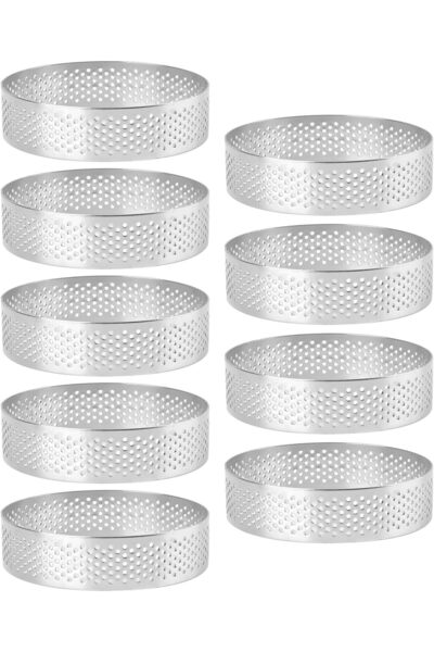 choice2 9pcs-8cm 3-12PCS Perforated Tart Ring Set Food Grade Stainless Steel ...