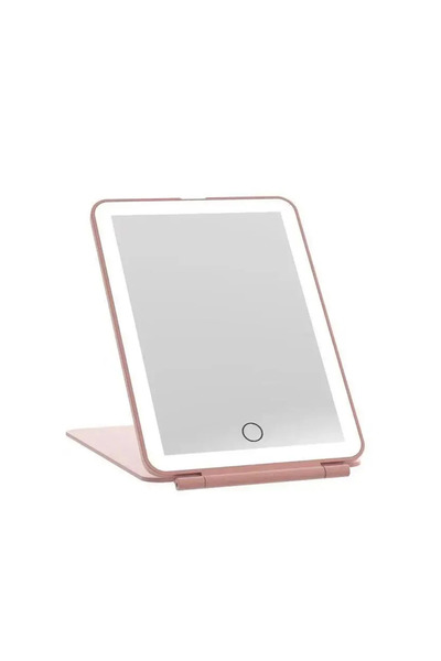 Choice Pink LED Foldable Travel Makeup Mirror 3 Colors Light Modes USB Rechar...