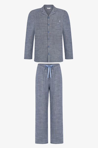 Penti Erkek Oat Check Çizgili Uzun Kollu Pijama Takımı
