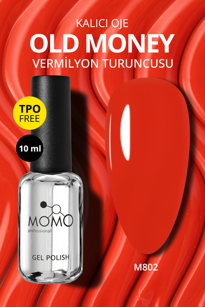 MOMO professional Kalıcı Oje M802, Vermilyon Turuncusu, 10 ml
