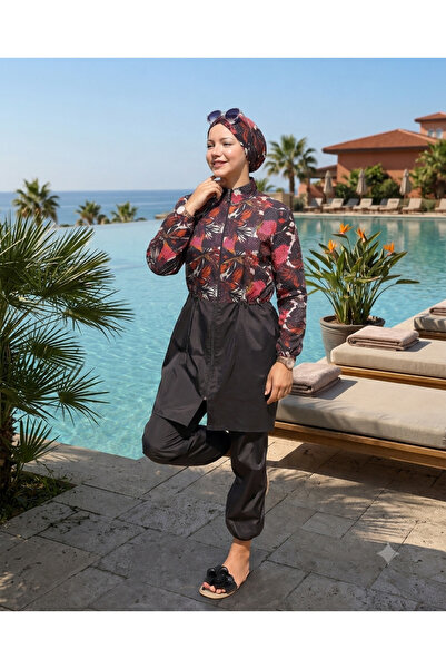 DLC Tekstil Full Covered Swimsuit with Adjustable Waist, Hijab, 3-Piece Set