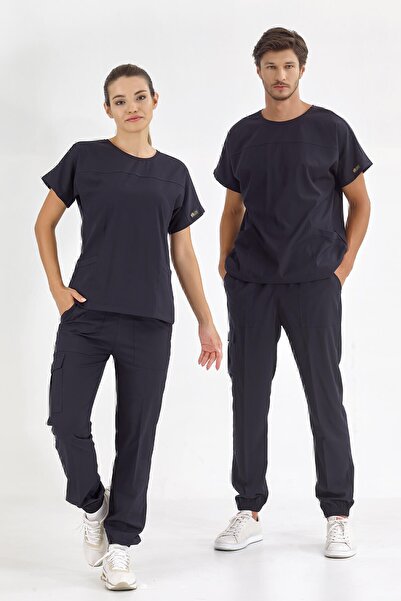 ÇİZGİ MEDİKAL Lacivert Basic Lüks Likralı Doktor Hemşire Forması Scrub Lacivert