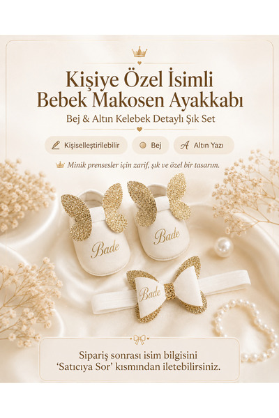 Emsera Atelier Kişiye Özel İsimli Bebek Makosen Ayakkabı