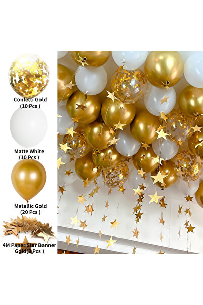 Choice O 10inch HG9179-3 43Pcs Black Gold Silver White Metal Thick Balloons w...