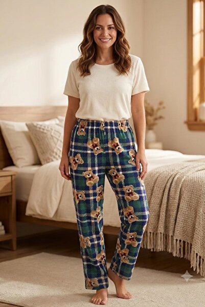 VİP BERA TEKSTİL Kadın Desenli Milan Kumaş Yumuşacık Esnek Yapılı Pijama Altı