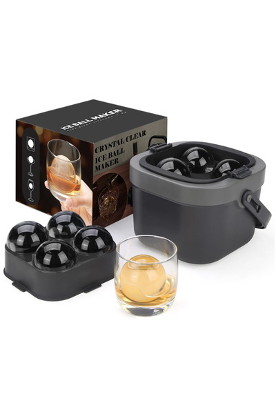 Choice Crystal Clear Ice Ball Maker, 4 Large 2.4" Clear Sphere Ice Cube Mold ...