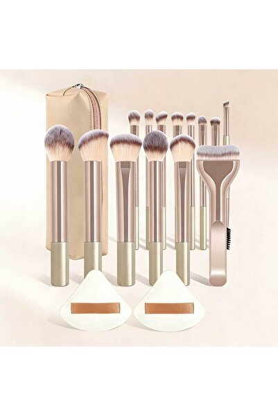 Choice4 Gold 17pcs Professional Soft Long Aluminum Makeup Brush Set, Includin...