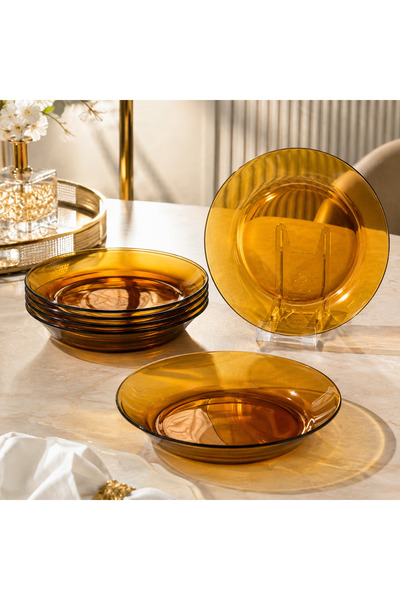 Duralex A set of honey glass eating plates, 6 pieces