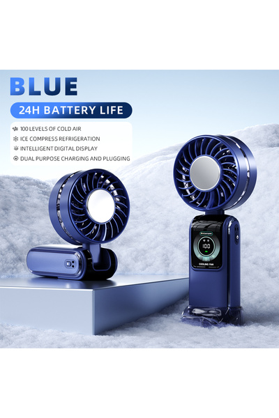 choice2 Blue New 3600mAh Refrigeration Handheld Electric Fan Ice Pack High-sp...