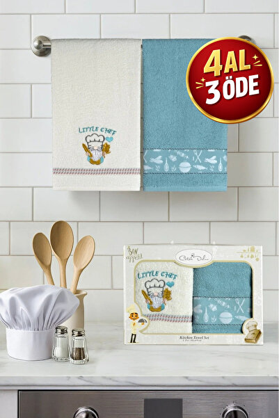 Coton Delux 2-Piece Kitchen Towels - Chef Pattern - 40X60 - 100% Cotton - Boxed