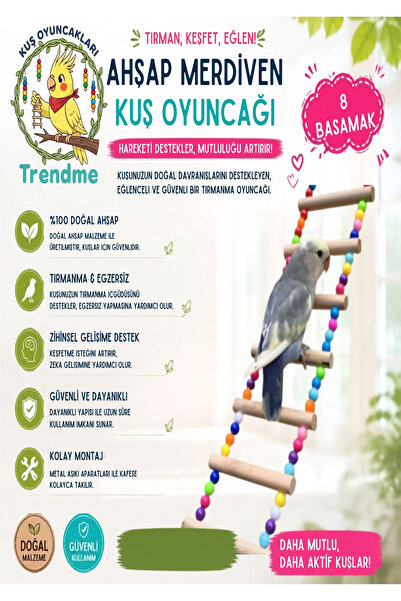 UniqBirdToys Toys Plastic Beaded Bird Ladder 8 Steps