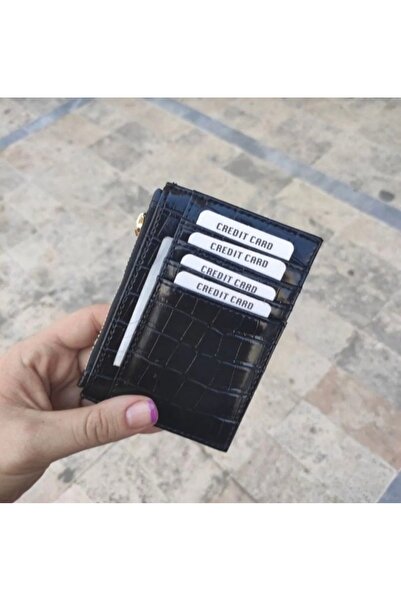 ilknurbutik Black Croco Card Holder Wallet