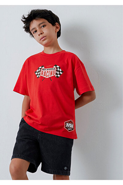 Mavi Hot Wheels Printed Red T-Shirt Loose Fit / Relaxed Comfortable Cut 66104...