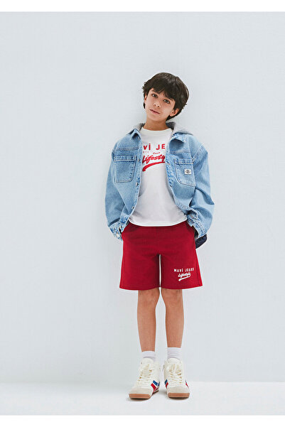 Mavi Jeans Baskılı Kırmızı Şort 6410019-89125