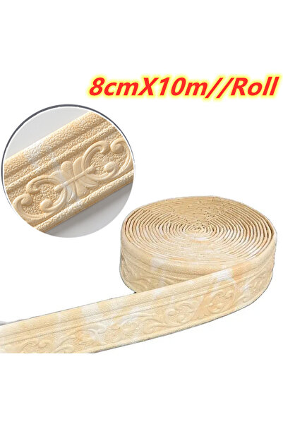 Choice3 8cm X 10m Yellowish white 8cm 10m/Roll 3D Wall Skirting Border Trim S...