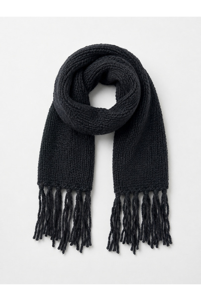 Retrobird Large Size Soft Knitted Scarf Women's Black