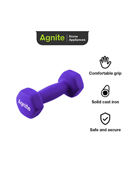 Deli Agnite ER081 Neoprene Dumbbell Single 1Kg 1 piece, Solid Cast Iron Hand ...
