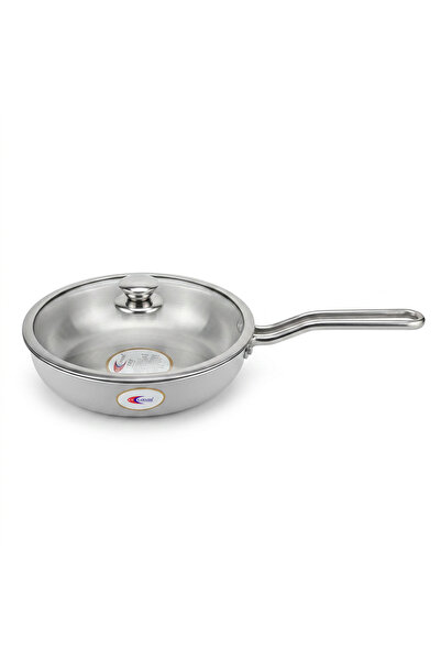 Kawashi Triple Frypan with Glass Lid T Type, 22cm Non-Stick Frying Pan