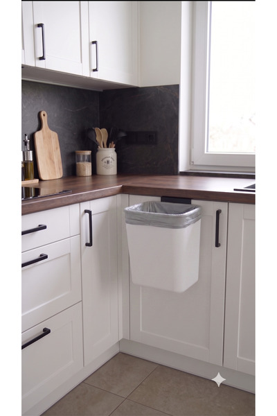 İndecor Houseware 15 Litre Kapaksız Banyo , Mutfak ve Ofis Çöp Kovası Dolap Kapağı Asma Aparatlı Çöp Kutusu Tezgahüstü Çöp Kovası
