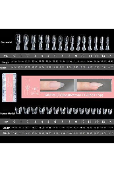 Choice1 Oval 240Pcs Sandwich Dual Nail Forms Mixed 15 Size Top Form Bottom Fo...