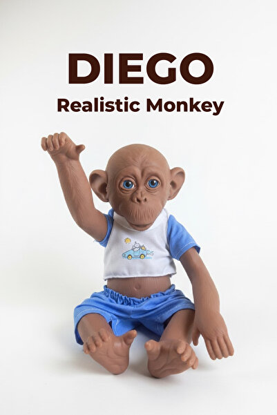 ARI TOYS Oyuncak Maymun Diego 35 cm | Gerçekçi Esnek Et Dokulu Dekoratif Hayv...