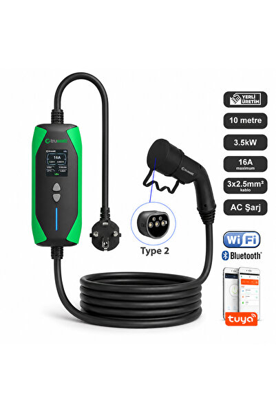 Zt210 Taşınabilir Elektrikli Araç Şarj Cihazı 16a/3.5kw/220v (10 METRE)