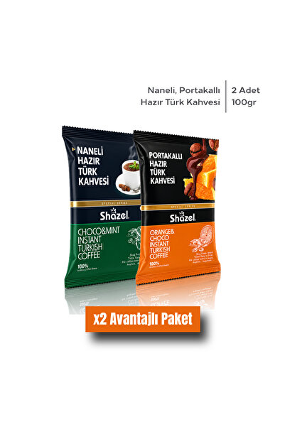 Shazel Naneli Ve Portakallı Hazır Türk Kahvesi | 100 gr | 2'li Paket