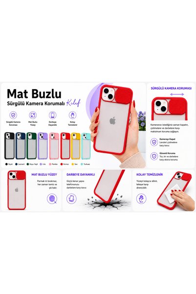 noktaks For Apple iPhone 13 Case Camera Slider Matte Back Surface Color Frame Lens Cover