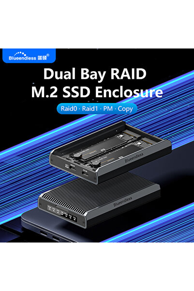 Choice علبة DB280A3 Blueendless ذات فتحتين لـ RAID M.2 SATA و M.2 NVME SSD، ع...