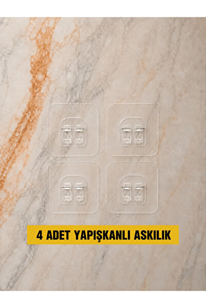 maslo 5x5 CM Şeffaf Süper Güçlü Yapışkanlı Banyo Askısı Yedek 4 Adet Sticker ...