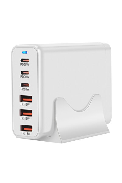 Choice EU Plug White 120W GAN Multi USB Charging Station 6 Port Hub Type C Ch...