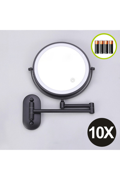 choice2 Black 10X (Battery) 8 Inch Black Wall Mounted Bathroom Mirror 10x Mag...