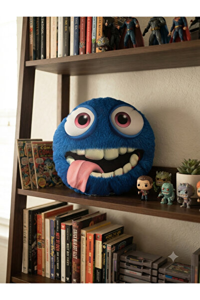 AZİZ OYUNCAK Cushion Navy Blue Color Humorous Emoji 25 cm