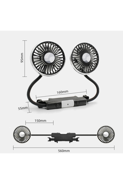 Choice black SEAMETAL Car Cooling Fan 360 Adjustable Dual Head Car Fan Low No...