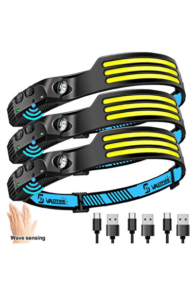 choice2 Built-in Battery 3COB 3PCS 1~5Pack Headlamp USB Rechargeable LED Sens...