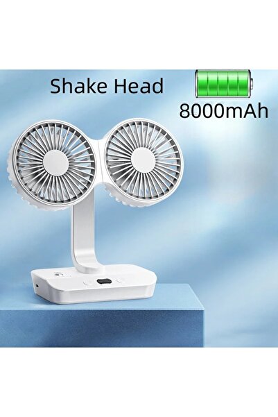 Choice Upgraded 8000mAh New Double Head Desktop Fan 4-Gears Wind Fast Cooling...