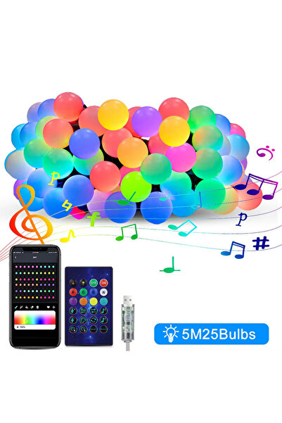 Choice 5M 25 bulbs WS2812B RGB LED String Garland Light 10m 5m Smart IC APP B...
