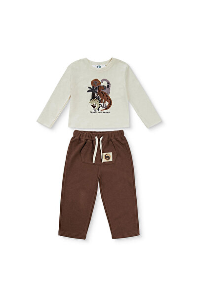 MOTHERCARE Erkek Bebek Tişört-Pantolon Dinozor Baskılı Bağcıklı Bisiklet Yaka...