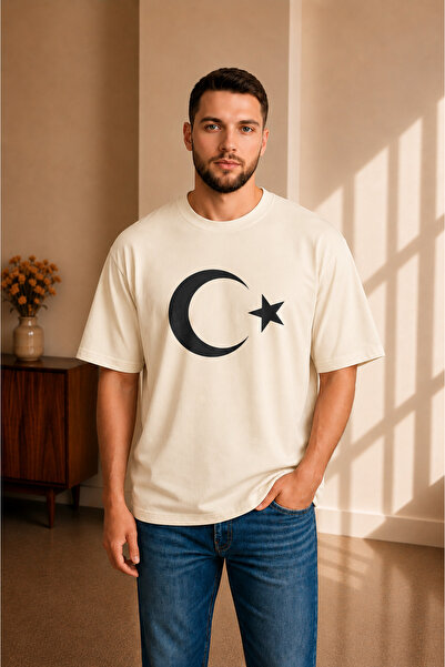 sngl tekstil Men's Oversize Combed Cotton Ay Star Printed T-Shirt S-M-L-Xl-2Xl