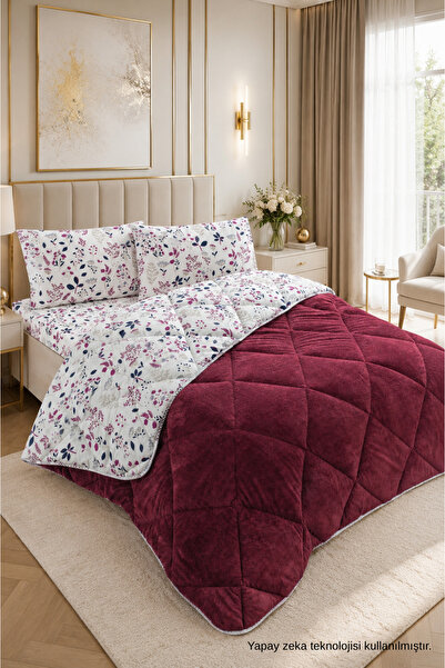 ELY PARKER Colorful Patterned King Size Quilt with Plush Double-Sided Pillowc...
