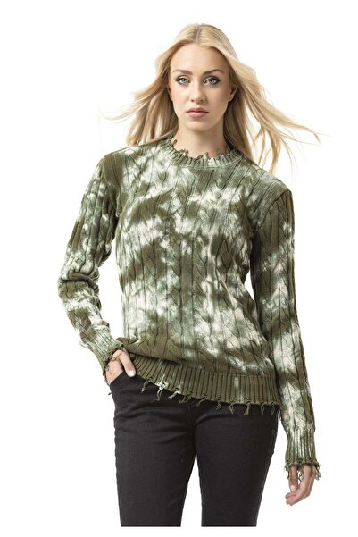 Cipo & Baxx Wp268 Women's Knit Sweater – Tie-Dye Patterned and Embossed Struc...