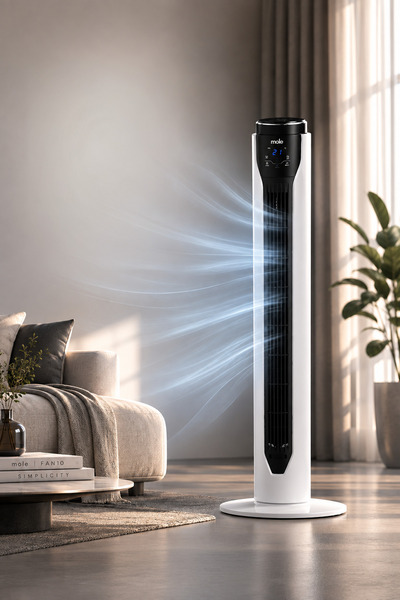 MOLE F10 Kule Tipi Vantilatör Kumandalı 3 Kademeli 50W Beyaz