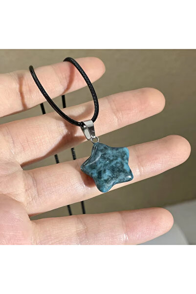 Choice blue Pentagram Star Crystal Pendant Necklace Sacred Healing Gemstone N...