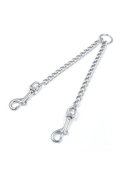 Choice S 2.5MMX40CM Silver 2 Dogs Leash Heavy Duty Stainless Steel Double Dog...
